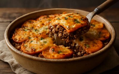 Cozy One-Pan: sweet potato and mince bake for weeknight comfort.